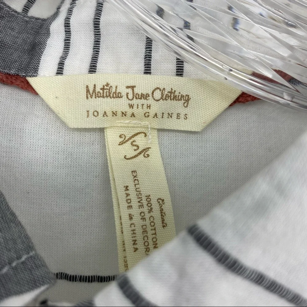 Matilda Jane Style26677T Button Down Shirt Roll Tab Sleeve Size S - Picture 4 of 5